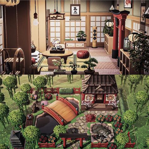 Zen Garden Animal Crossing, Japanese House Exterior, Japan House Design, Japanese Town, Animal Crossing 3ds, Ac New Leaf, Animal Crossing Wild World, Garden Animals, New Animal Crossing