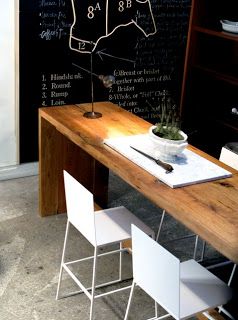 Long Narrow Dining Table, Fun Office Design, Modern Pub Table, Narrow Dining Tables, Long Narrow Kitchen, Diy Esstisch, Narrow Desk, Office Design Inspiration, Narrow Table