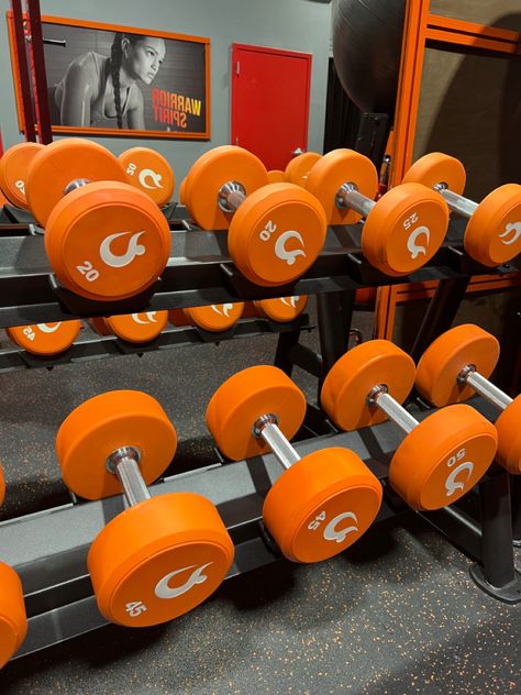 Orange Workout Aesthetic, Gym Orange Aesthetic, Orange Fitness Aesthetic, Orange Gym Aesthetic, Dumbbells Aesthetic, Weights Aesthetic, Tennis Crafts, Orange Gym, Workout Inspo