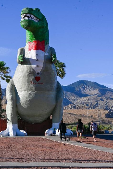 Iconic Cabazon Dinosaurs salute Pee-wee Herman actor Paul Reubens – Daily Breeze Cabazon Dinosaurs, Paul Reubens, Pee Wee Herman, Riverside County, Roadside Attractions, Tyrannosaurus Rex, Big Adventure, Dinosaurs, The 10