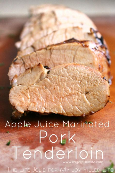 This Apple Juice Marinated Pork Tenderloin is such a great meal for busy nights… Marinated Pork Tenderloin, Apple Juice Recipe, Smoked Pork Tenderloin, Apple Pork Tenderloin, Cooking Pork Tenderloin, Chicken Kebab Recipe, Apple Pork, Roasted Apples, Marinated Pork Tenderloins