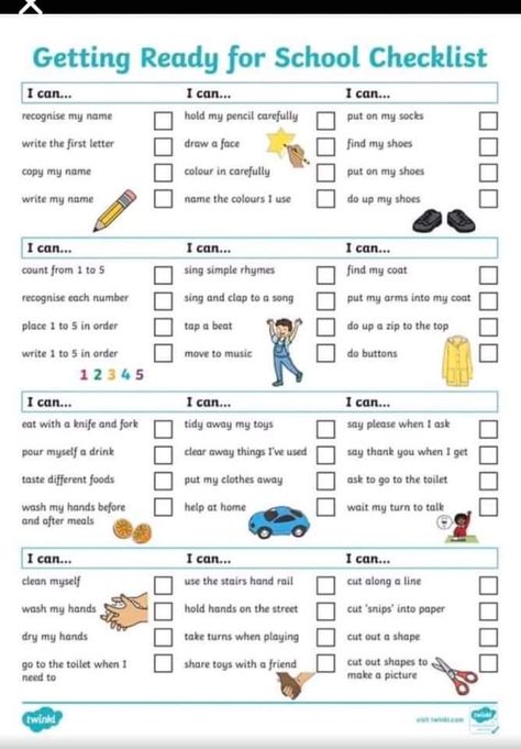 What children should be expected to do before starting school Preschool Checklist, Preschool Schedule, School Checklist, Kids Daycare, School Printables, Class Teacher, Ready For School, Daycare Activities, Starting School