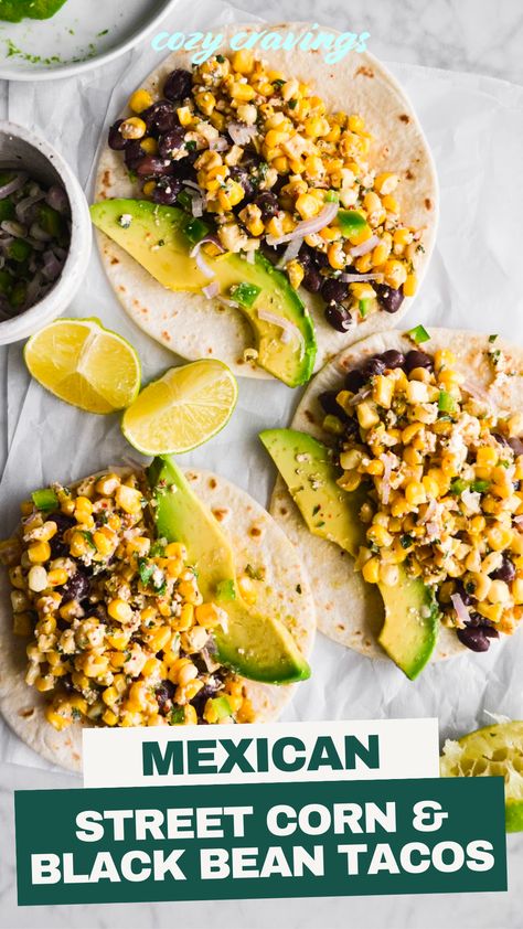 Meat Free Mexican Recipes, Vegan Corn Tacos, Tacos With Veggies, Southwestern Vegetarian Recipes, Easy Veggie Tacos, Healthy Veggie Tacos, Healthy Dinner Recipes With Corn, Vegetarian Taco Filling Ideas, Vegetarian Taco Night