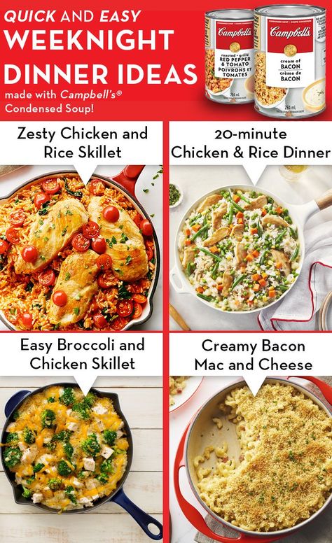 Easy dinners Easy Campbells Soup Recipes, Recipes Using Canned Soup, Bacon Dinner, Campbells Soup Recipes, Campbells Recipes, Quick And Easy Dinner Recipes, Campbells Soup, Quick And Easy Dinner, Campbell Soup