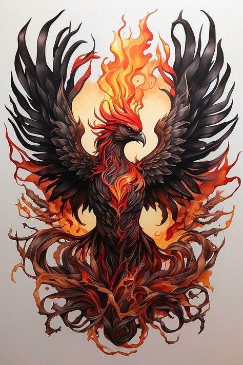 Phoenix Neck Tattoo Men, Realistic Phoenix Drawing, Phenix Tattoo Man, Dark Phoenix Tattoo, Fenix Art, Tattoo Designs Dark, Tattoo Designs Realistic, Tattoo Designs Women, Phoenix Tattoo Men