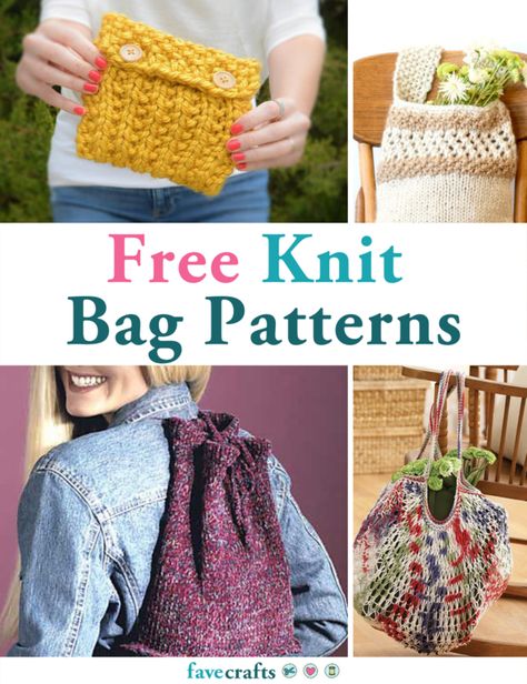 Knitters of all skill levels love quick and easy projects. These 13 Knitting Bag Patterns, Backpacks, and Purses are easy and fun patterns that are great for beginners and advanced knitters alike. Knit A Bag, How Do You Knit, Knitting Bag Pattern, Knit Purse, Knit Bag, Knitting Tote Bag, Bag Pattern Free, Knitting Project Bag, Knitting Bag