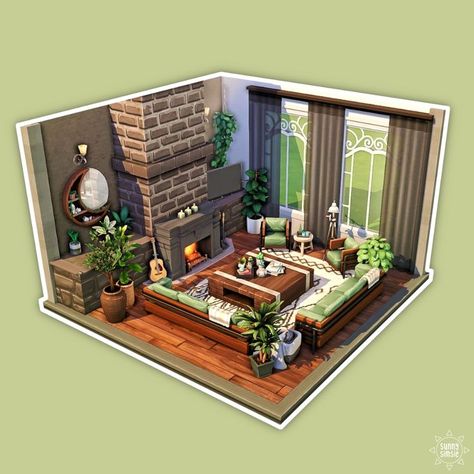 Sims 4 Loft, Living Room Sims 4, Sims 4 Cottage, Sims 4 Houses Layout, Lotes The Sims 4, Sims Freeplay Houses, Sims 4 Kitchen, Sims 4 Bedroom, Sims 4 House Plans