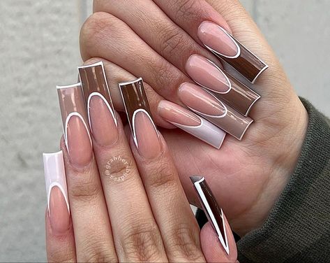 Chic Nail Art, Tapered Square Nails, Super Cute Nails, Work Nails, French Acrylic Nails, Thanksgiving Nails, French Tip Acrylic Nails, Classy Acrylic Nails, Unique Acrylic Nails