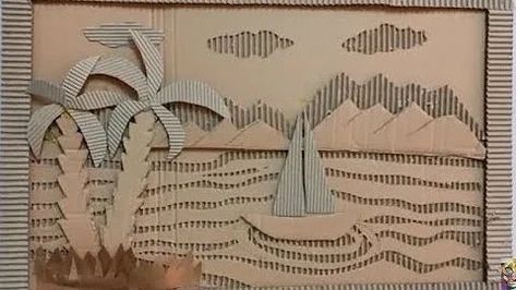 Cardboard Relief Sculpture Landscape, Cardboard Relief Sculpture, Cardboard Landscape, Cardboard Art Projects, Cardboard Relief, Cardboard Art Sculpture, Classe D'art, Cardboard Design, Cardboard Box Crafts