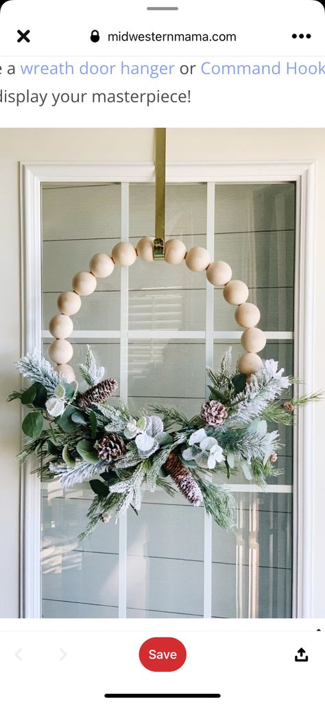 Wooden Bead Wreath Christmas, Wooden Ball Wreath, Wooden Bead Wreath, Bead Wreaths, Beaded Wreath, Bead Wreath, Wood Beads Diy, Joy Wreath, Ball Wreath