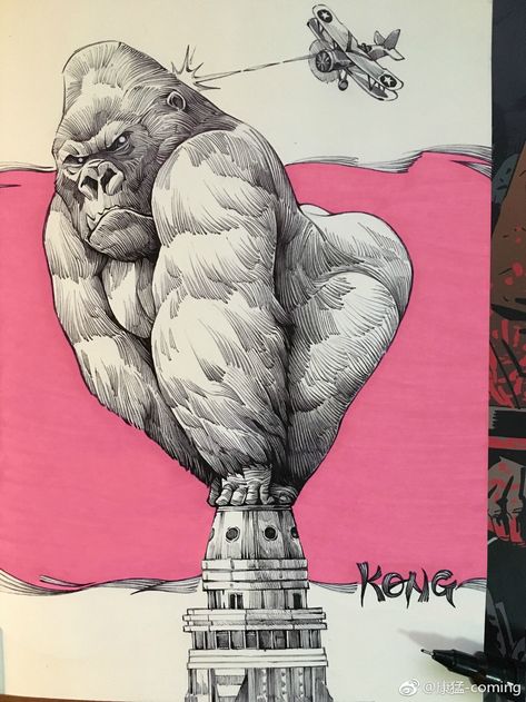 ArtStation - ~Handdrawn~ Kang Meng, King Kong Art, Beautiful Sketches, Sketchbook Art Journal, Doodle Art Designs, Art Drawings Sketches Creative, Animal Sketches, Hippie Art, Cartoon Character Design