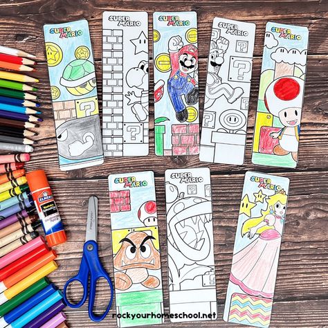 Super Mario Bookmark, Super Mario Activities, Mario Crafts For Kids, Mario Bookmark, Mario Activities, Free Printable Bookmarks To Color, Super Mario Free, Coloring Bookmarks Free, Mario Day