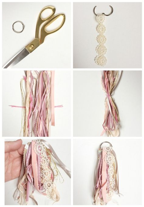 Tassel Keychain Diy, ميدالية مفاتيح, Tassels Tutorials, Ribbon Tassel, Ribbon Projects, Tassel Crafts, Gift Tags Diy, Diy Tassel, Shabby Chic Christmas