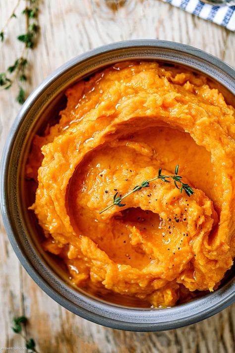 Instant Pot Mashed Sweet Potato Recipe - #sweetpotato #instantpot #recipe #eatwell101 - This Instant Pot mashed sweet potato recipe is effortless and crowd-pleasing! - #recipe by #eatwell101® Easy Mashed Sweet Potatoes, Sweet Potato Recipes Mashed, Winter Side Dishes, Mashed Sweet Potato, Sweet Potato Cookies, Twice Baked Sweet Potatoes, Cooking Classy, Appetizer Salads, Mashed Sweet Potatoes