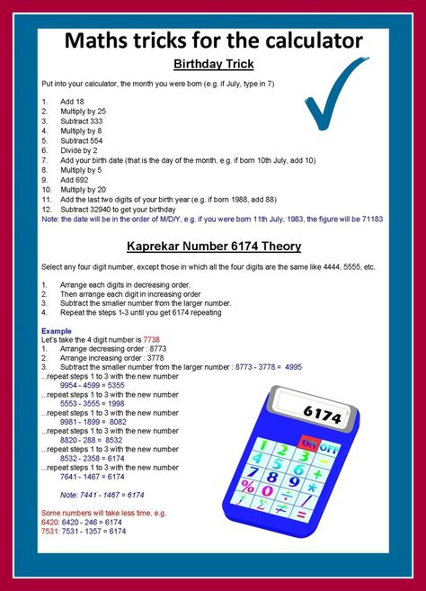 Maths tricks to practise calculator skills from teachezy.com Calculator Tricks, Maths Tricks, Math Calculator, Math Tips, Math Magic, Trick Words, I Love Math, Math Notebook, Math Intervention