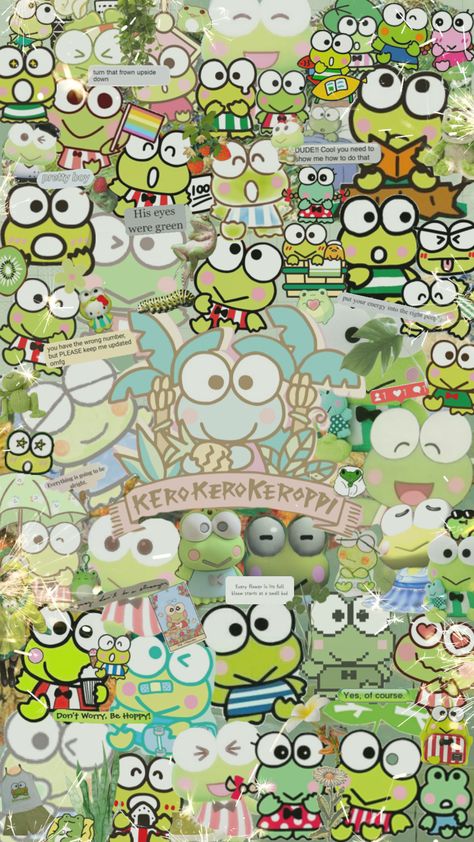 i just. love my son. 🌱💚🧃☘️👒#sanrio #keroppi #keroppiwallpaper #keroppiaesthetic #green #quoteinspo Sanrio Frog Wallpaper, Keroppi Homescreen, Hello Kitty And Keroppi, Kuropin Sanrio, Sanrio Keroppi, Keroppi Wallpapers, Frog Wallpaper, Walpaper Hello Kitty, Hello Kitty Aesthetic