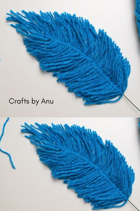 Woolen Thread Craft Ideas, Thread Craft Ideas, Feather Making, Craft Diy Ideas, Making Yarn, Thread Craft, Wool Crafts Diy, Feather Diy, Wool Crafts