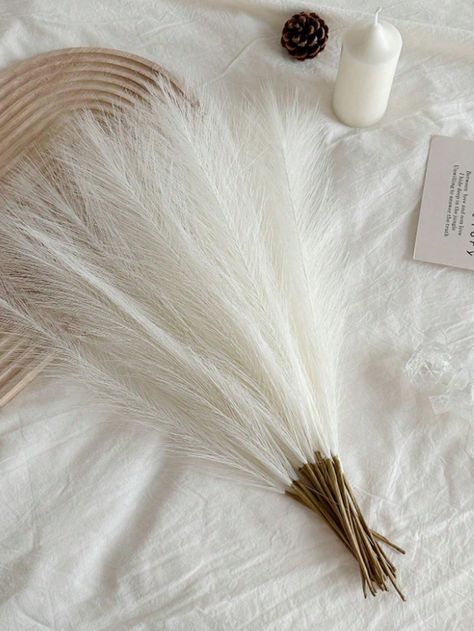 20pcs/50pcs Artificial White Pampas Grass Home, Hotel Lobby, Wedding Backdrop Decor, Nordic, Bohemian Style White    Polyester     Home Decor, size features are:Bust: ,Length: ,Sleeve Length: Fur Table Runner Decor, White Fur Table Runner, White Pampas, Backdrop Decor, Simple Wedding Decorations, Farmhouse Wedding, Coastal Wedding, Backdrop Decorations, Hotel Lobby