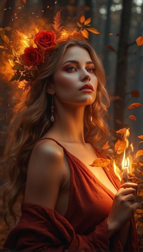 Autumn Queen Art, Wallpaper Ideas For Living Room, Cute Wallpaper Ideas, Portraits Digital Art, Queen Wallpapers, Autumn Queen, Nature Women, Queen Wallpaper, Mujeres Tattoo