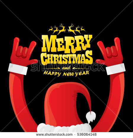 vector Santa Claus hand rock n roll gesture with red hat. Merry Christmas and Happy new year Rock n roll party poster design template or greeting card. Rockstar concept Winter Greetings, Rock N Roll Party, Creepy Christmas, Homemade Christmas Decorations, Christmas Rock, Rock N’roll, Magical Moments, Christmas Poster, Christmas Crochet Patterns