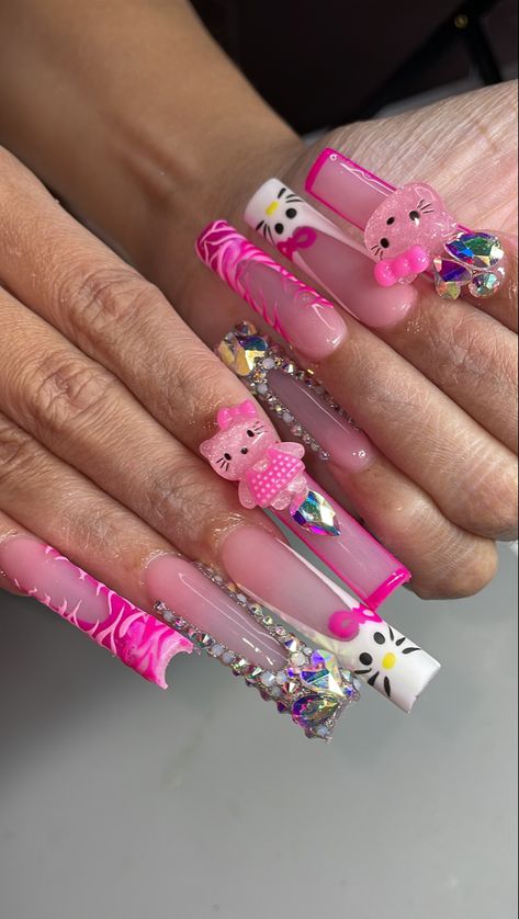 Hello kitty 
Nails 
Xl nails 
Long nails 
Acrylics 
Pink nails Xl Y2k Nails, Hello Kitty Set Nails, Blk Nails, Hk Nails, Extendo Nails, Chunky Nails, Nails Hello Kitty, Xl Nails, Set Nails