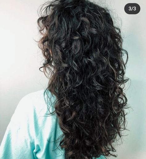 V Shaped Haircut With Layers Long Hair Curtain Bangs, Curly Hair Shag Haircut Long, Long Layered Haircuts With Face Framing Curly Hair, Curly Shag Long, Long Curly Shag Haircut, 2b Haircut, 2c Haircut, Long Curly Shag, Curly Hair Shag