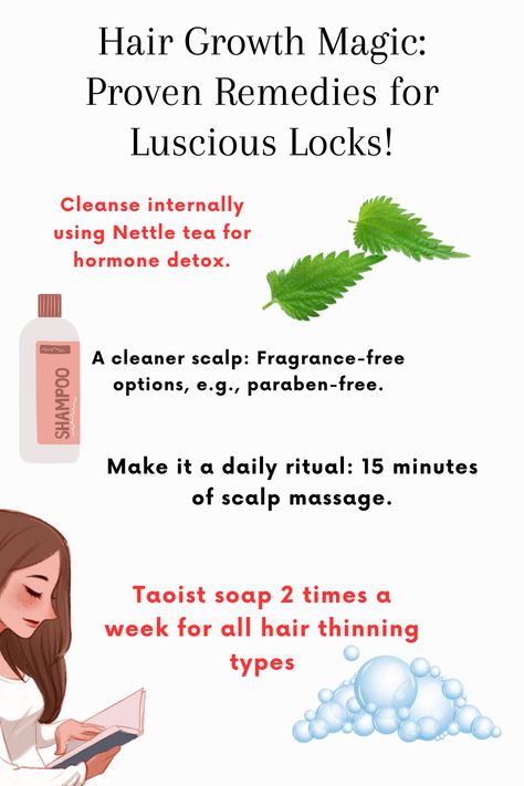 Proven Remedies that my team and I have tested to work for hair growth in men and women of all ages. Scalp massage is a foundation to all remedies. If you skip that, then nothing will work. Taost soap stops inflammation and stimulates hair growth. Nettle Tea does a billion things for your health, detox and hormones. This takes about 1-3 months in getting results depending on severity of the case. Remedies For Hair Growth, Nettle Tea, Hair Growth Home Remedies, Hair Growth For Men, Clean Scalp, Stimulate Hair Growth, For Hair Growth, Scalp Massage, Daily Ritual