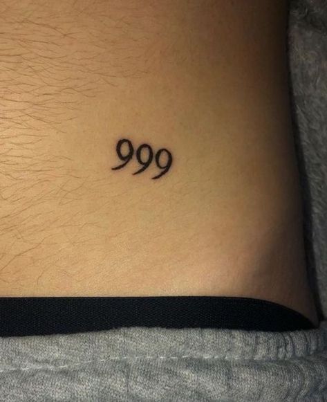 999 Small Tattoo, Small 999 Tattoo, 999 Tatoos, 999 Tattoo Stencil, Jw Tattoo, Juice Wrld Inspired Tattoos, 999 Juice Wrld Tattoo, 999 Angel Number Tattoo, 999 Tattoo Ideas