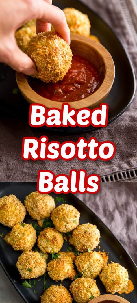 Incredible Appetizers, Baked Arancini, Leftover Risotto, Arancini Balls, Baked Risotto, Easy Risotto, Risotto Balls, Arancini Recipe, Easy To Make Appetizers