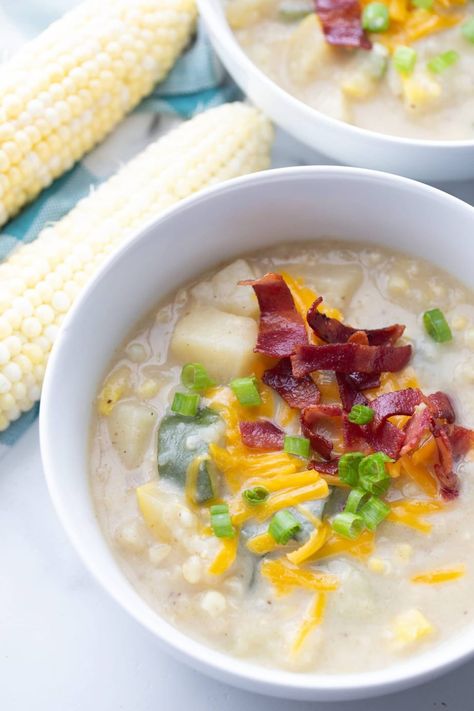 Instant Pot Corn Chowder, Instant Pot Corn, Frozen Lunches, Confessions Of A Fit Foodie, Bacon Corn Chowder, Butternut Squash Mac And Cheese, Cauliflower Puree, Corn Chowder Recipe, Chowder Recipe