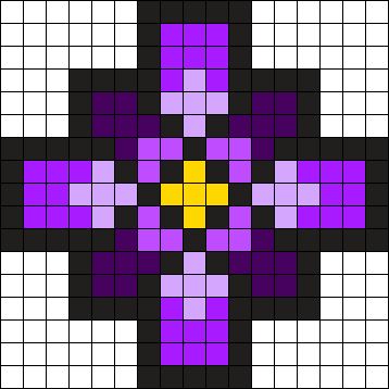 Pretty Purple Flower Perler Bead Pattern | Bead Sprites | Simple Fuse Bead Patterns Brick Stitch Patterns, Kandi Cuffs, Modele Pixel Art, Melty Bead Patterns, Fuse Bead Patterns, Cross Stitch Fonts, Pony Bead Patterns, Perler Bead Templates, Kandi Patterns