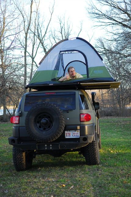 Rooftop Tent Diy, Fj Cruiser Interior, Diy Roof Top Tent, Small Truck Camper, Fj Cruiser Forum, Hiking Supplies, Camper Tops, Expedition Trailer, Roof Tent