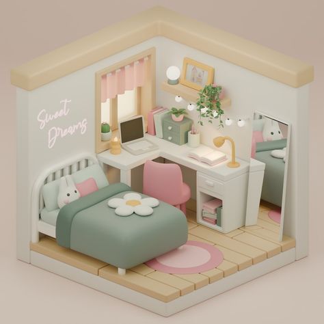 Still doing some tutorials but excited to start a project of my own. Tutorial by @artbytran_ . . . #3d #3dart #blender #blender3d #blendercommunity #blenderart #blendercycles #3dmodeling #isometricdesign Blender Creations, Serene Room, Isometric Rooms, Blender Projects, Ar Card, Nomad Sculpt, 3d Bedroom, Grease Pencil, Toy Workshop