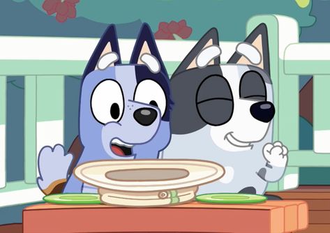 Socks And Muffin Bluey, Muffin And Socks Bluey, Muffin And Socks, Bluey Scenes, Muffin Bluey, Bluey Fanart, Bluey Cartoon, Cat Hug, Emotional Support Dog