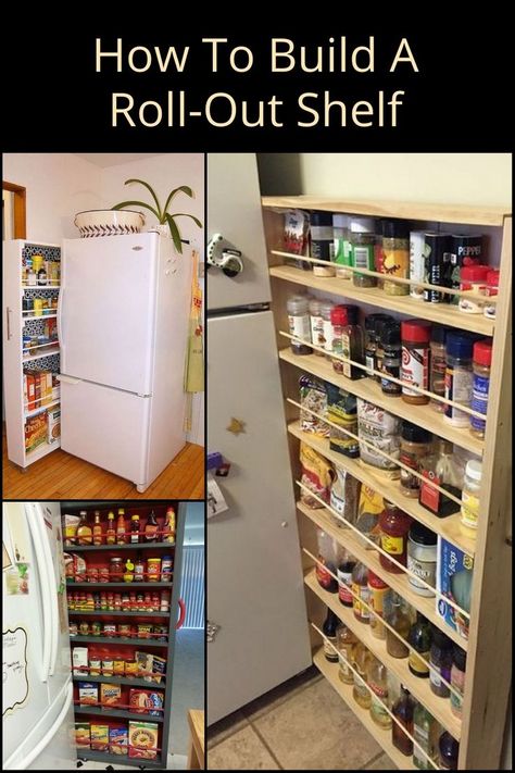 Side Fridge Storage Diy, Beside The Fridge Storage Diy, Side Of Refrigerator Storage, Shelf Next To Fridge, Beside Fridge Storage, Side Of Fridge Storage, Above Fridge Storage Ideas, Side Of Refrigerator Ideas, Fridge Side Storage