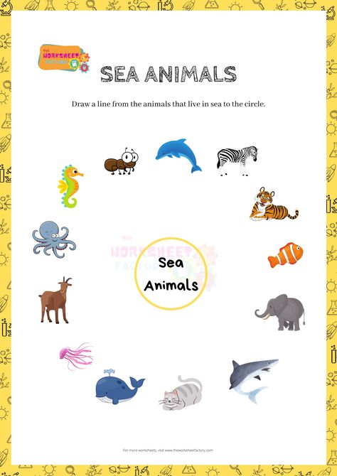 Kids can look at animals and identify the sea animals See Animals Worksheet, Sea Animals Kindergarten, Sea Animals Worksheet For Kindergarten, Water Animals Worksheet, Aquatic Animals Worksheets, Water Animals Worksheets For Kids, Sea Animals Worksheets For Kids, Sea Animals Activities For Preschool, Sea Animals Activities