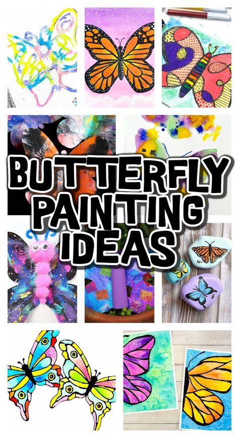 26 Beautiful Butterfly Painting Ideas | Kids Activities Blog Diy Butterfly Canvas Painting, Butterfly On Canvas Painting, Painted Butterfly Easy, How To Paint Butterflies Acrylic, How To Paint A Butterfly, Diy Butterfly Painting, Easy Butterfly Painting On Canvas, Gems Painting, Butterfly Painting Ideas