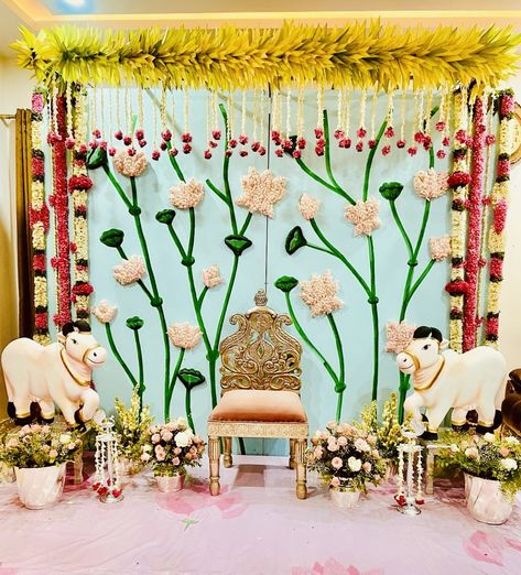 Shashtipoorthi Decoration, Pasupu Function Decoration, Bangle Ceremony Decoration At Home, Sreemantham Decoration At Home, Simple Sreemantham Decoration At Home, Srimantham Decoration At Home, Pellikoduku Decorations, Sreemantham Sarees, Srimantham Decoration At Home Simple