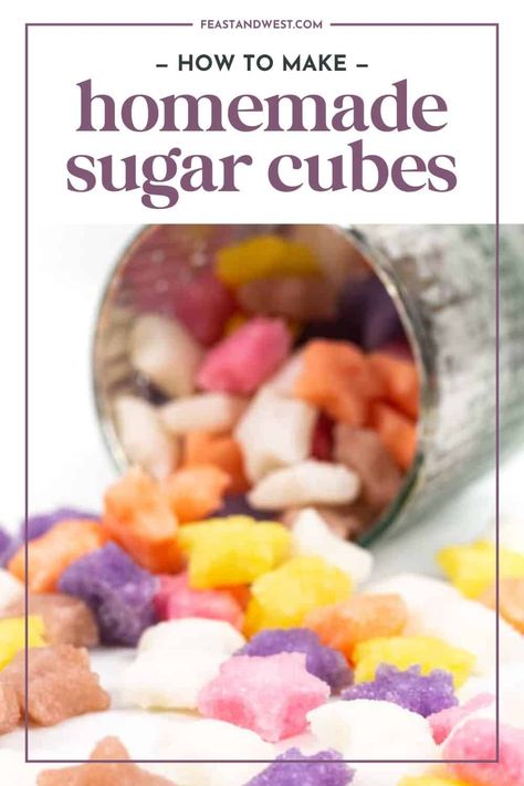 How to Make Sugar Cubes Homemade Sugar Cubes, How To Make Sugar Cubes, Fun Ice Cubes, Diy Sugar Cubes, Sugar Cubes Recipe, Flavored Sugar Cubes, Sugar Cubes Diy, Frozen Drinks Alcohol, Cider Cocktails