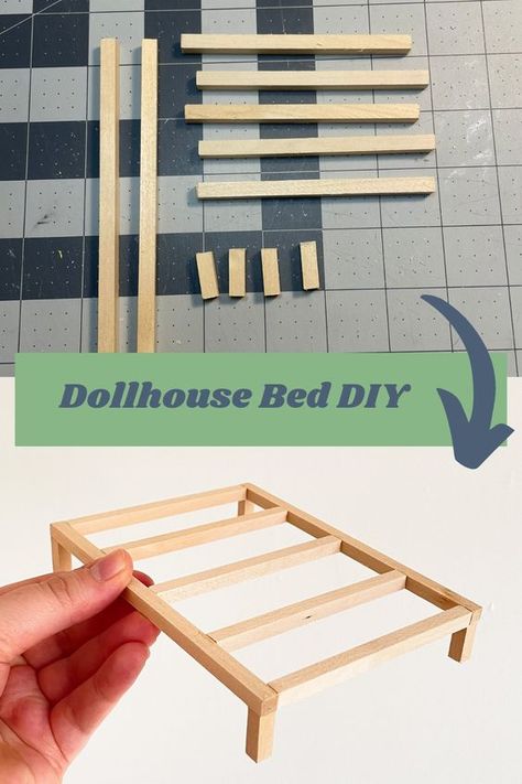 Make your own dollhouse bed and mattress in 1:12 scale with this easy tutorial. 1 12 Scale Miniatures Diy Tutorials, Tiny Furniture Diy Dollhouse Miniatures, Mini Doll House Diy How To Make, Diy Barbie Doll Furniture, Dollhouse Diy Ideas Simple, Mini Dollhouse Furniture Diy, Miniature Crafts Diy Dollhouse Furniture, Dolls House Furniture Diy, 1 12 Scale Miniatures Diy