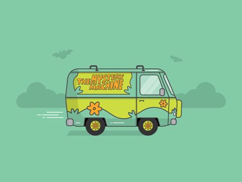 The Mystery Machine by Danelia Bustamante Mystery Machine Drawing, What's New Scooby Doo, Machine Drawing, The Mystery Machine, Parking Spot Painting, Scooby Doo Mystery Inc, Scooby Doo Mystery Incorporated, New Scooby Doo, Mystery Machine