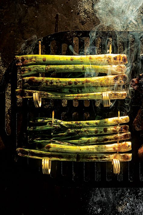 Scallions Recipes, Cooking Photos, Skewer Recipes, Summer Appetizer, Eat Seasonal, Fire Cooking, Campfire Cooking, Food Photography Styling, Oyster Sauce