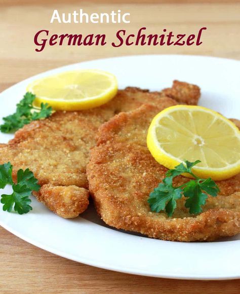 Authentic German Schnitzel (Schweineschnitzel) - The Daring Gourmet Authentic German Schnitzel Recipe, German Schnitzel, Schnitzel Recipes, Pork Schnitzel, Wiener Schnitzel, Pork Recipe, Fool Proof Recipes, Pork Dishes, German Food