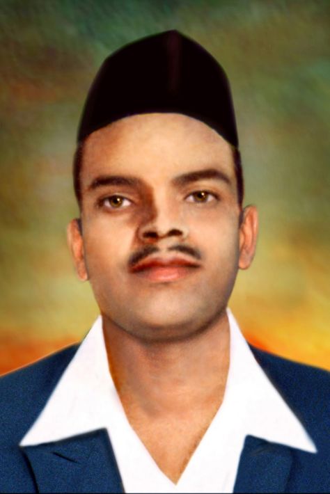 Shivaram Hari Rajguru (August 24, 1908 – March 23, 1931) was an Indian #revolutionist from Maharashtra. Rajguru was born at Khed near Pune now known as Rajgurunagar, India.He was a colleague of Bhagat Singh and Sukhdev, and took part in the murder of a British police officer, J.P. Saunders, at Lahore) in 1928. Sukhdev Freedom Fighter, Shahidi Diwas, Bagath Singh, Happy Independence Day Wallpaper, Indian Leaders, Freedom Fighters Of India, Independence Day Wallpaper, Indian Freedom Fighters, Indian Army Wallpapers