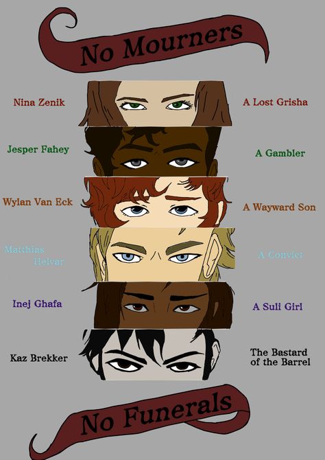 Six of Crows by Leigh Bardugo, Nina Zenik, Jesper Fahey, Wylan Van Eck, Matthias Helvar, Inej Ghafa, Kaz Brekker Wylan And Jesper Six Of Crows, Six Of Crows Jesper Fanart, Wylan Six Of Crows Fanart, Jesper Six Of Crows Fanart, Inej Ghafa And Kaz Brekker, Kaz Brekker Six Of Crows, Kaz X Jesper Fanart, Six Of Crows Jesper And Wylan Fanart, Six Of Crows Fanart Wylan Jesper