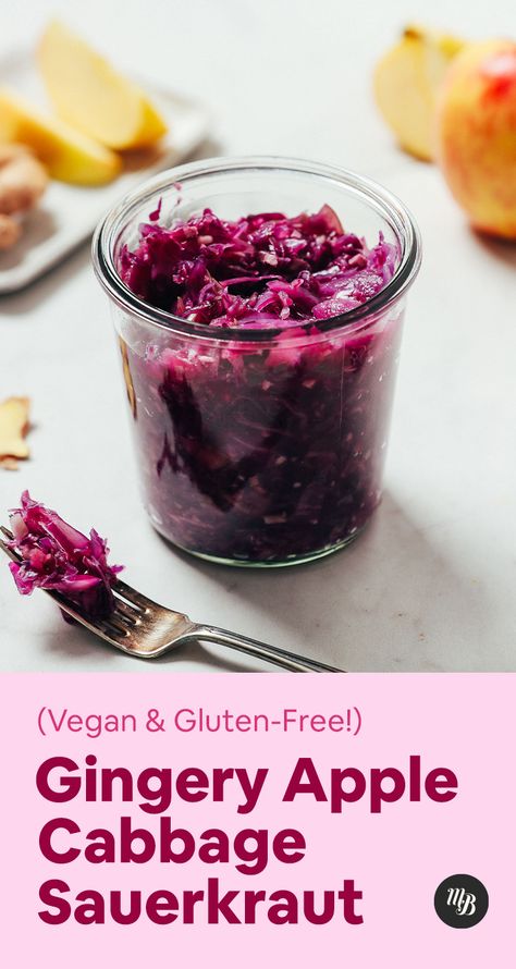 Apple Cabbage, Fermented Vegetables Recipes, Salads Bowls, Follicular Phase, Making Sauerkraut, Fermented Sauerkraut, Gf Dinner, Glutenfree Recipe, Fermented Veggies