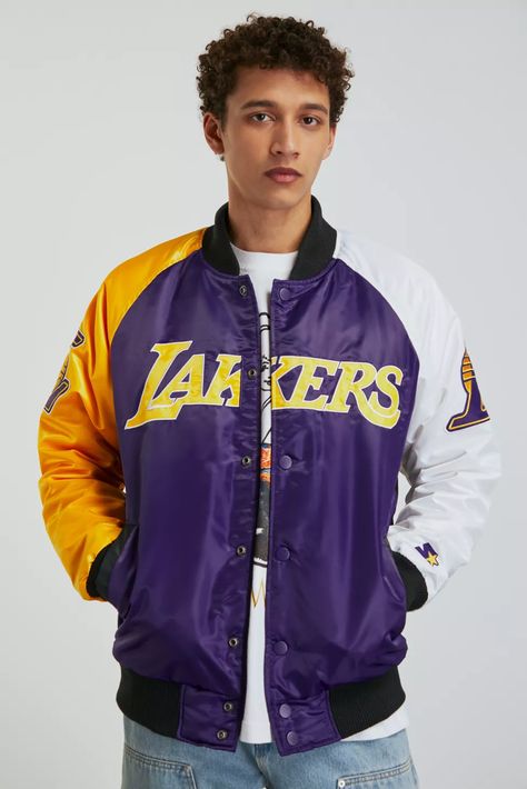 Starter Los Angeles Lakers Varsity Jacket now available online Los Angeles Lakers Logo, Lakers Logo, Starter Jacket, Fashion Deals, Media Chest, Los Angeles Lakers, Varsity Jacket, Color Blocking, Urban Outfitters