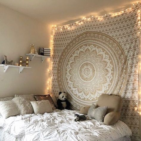 Available at Tapestry Girls Rooms Inspiration, Dorm Room Tapestry, Aesthetic Tapestry, Beautiful Bed Designs, Vintage Bedroom Decor, Room Tapestry, Makeover Bedroom, Tapestry Bedroom, Bedroom Decor Design