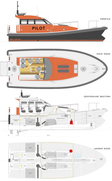 VESSEL REVIEW | Petrel – First of a compact trio of pilot boats for the greater Melbourne area - Baird Maritime Pilot Boats, Boat Drawing, Architecture Company, Hydraulic Steering, Coastal Life, Cummins Engine, Air Ride, Boat Design, Diesel Fuel