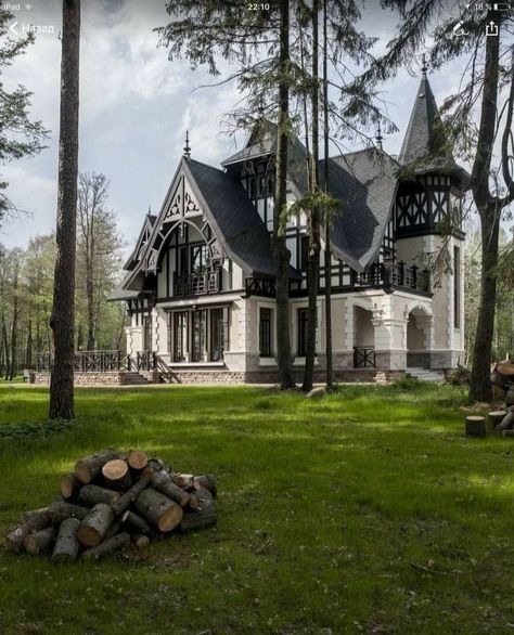 Modern Gothic Exterior Home, Tudor Stone Exterior, Modern Gothic House Plans, Gothic Farmhouse Exterior, Modern Gothic House, Gothic House Plans, Gothic House Exterior, Residence Architecture, Storybook Homes